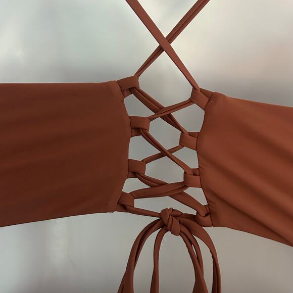 Zaful Twisted Lace Up Back High Waisted Two-Piece Padded Bikini L Large New - Picture 5 of 6